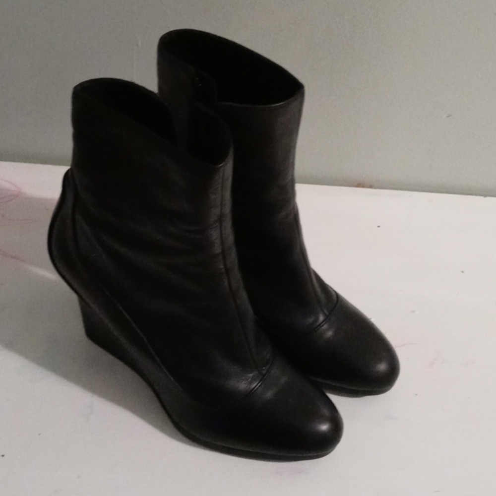 Genuine leather anklet wedged boots